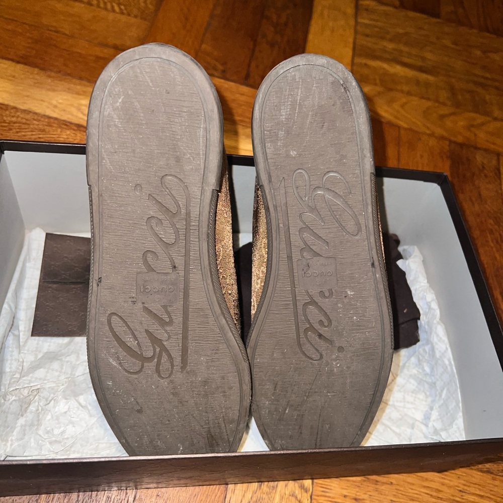 Gucci sneakers olive green with gold - Picture 5 of 10